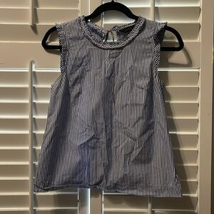 J. Crew sleeveless cotton top with ruffle detail and tie back, size 0
